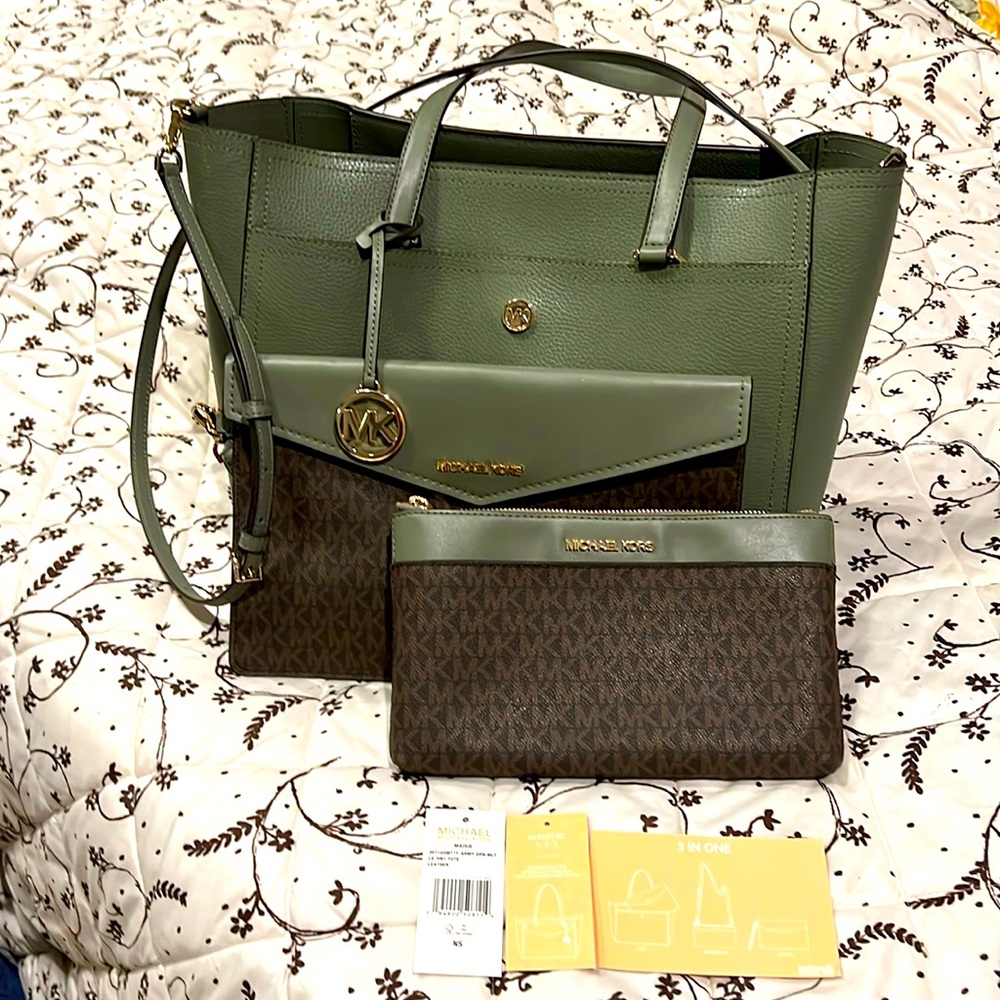 Michael Kors Army Green 3 in 1 tote
